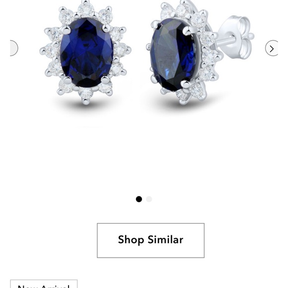 Sapphire stud Earings Lab-Created Diamond Halo Helzberg Diamonds Never been worn - Picture 11 of 13
